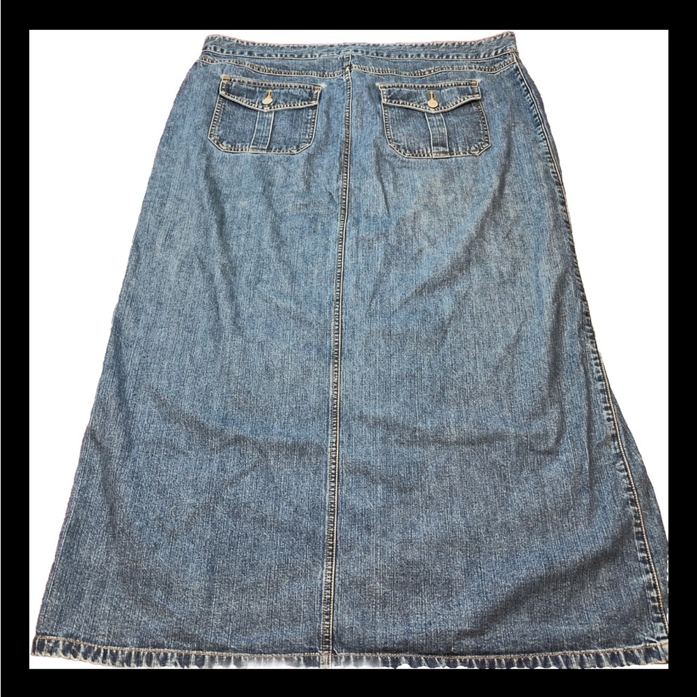 Old Navy long BLUE jean SKIRT, High Slit Back, Flap Pockets,  Size 18 denim Y2K